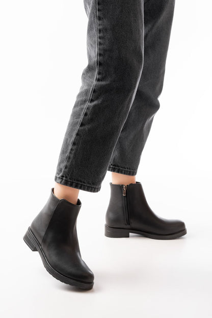 Ayakkabı Aşkı Siyah Fermuarlı Günlük Kadın Bot