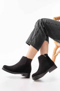 Ayakkabı Aşkı 165-204 Siyah Süet Fermuarlı Günlük Kadın Bot