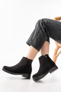 Ayakkabı Aşkı Siyah Süet Fermuarlı Günlük Kadın Bot - Ayakkabı Aşkı