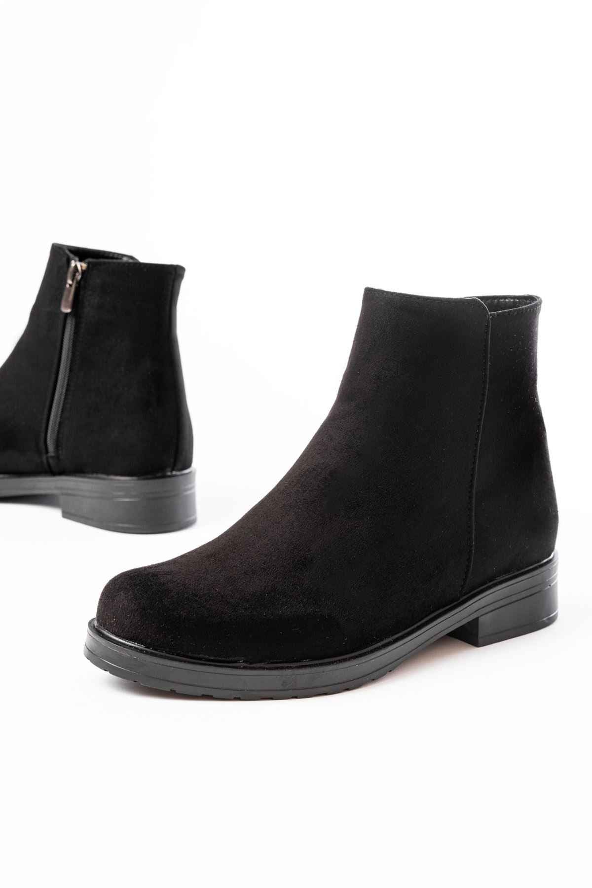 Ayakkabı Aşkı 165-204 Siyah Süet Fermuarlı Günlük Kadın Bot