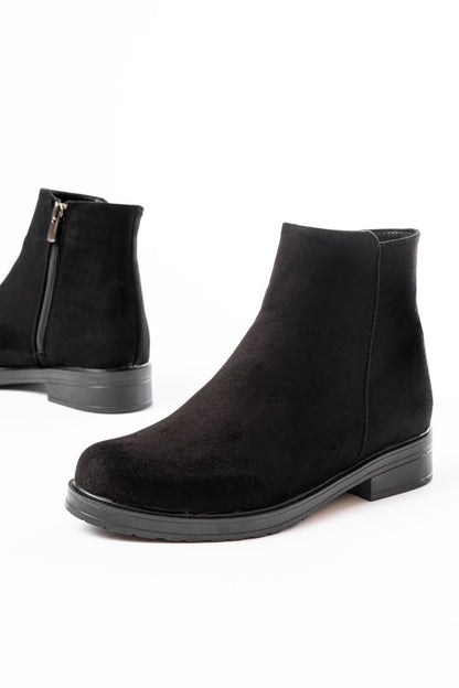 Ayakkabı Aşkı Siyah Süet Fermuarlı Günlük Kadın Bot