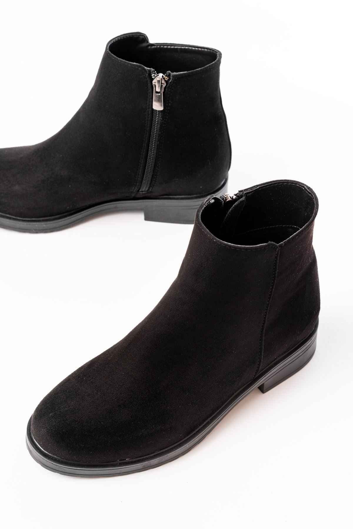 Ayakkabı Aşkı 165-204 Siyah Süet Fermuarlı Günlük Kadın Bot
