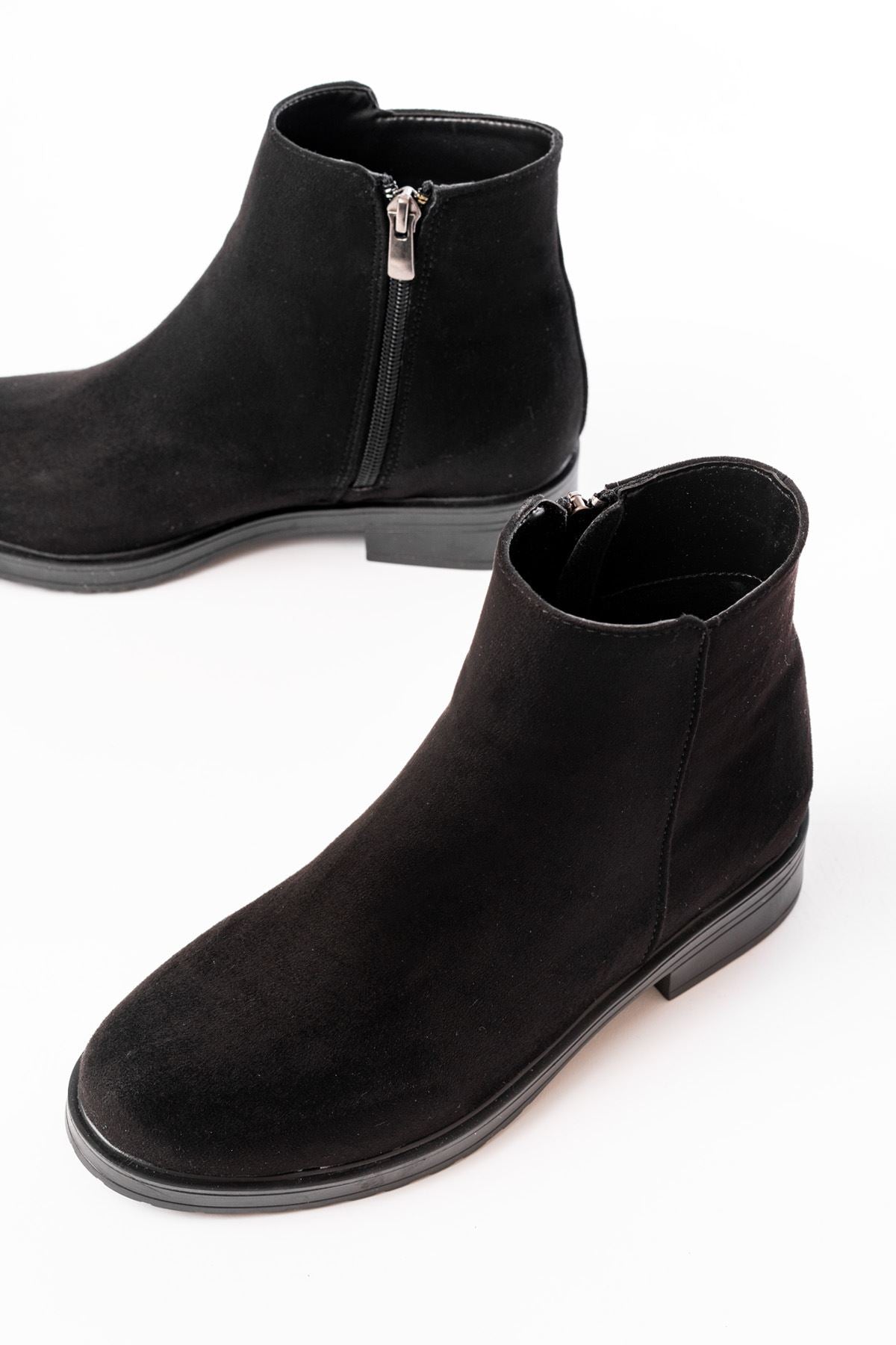 Ayakkabı Aşkı Siyah Süet Fermuarlı Günlük Kadın Bot