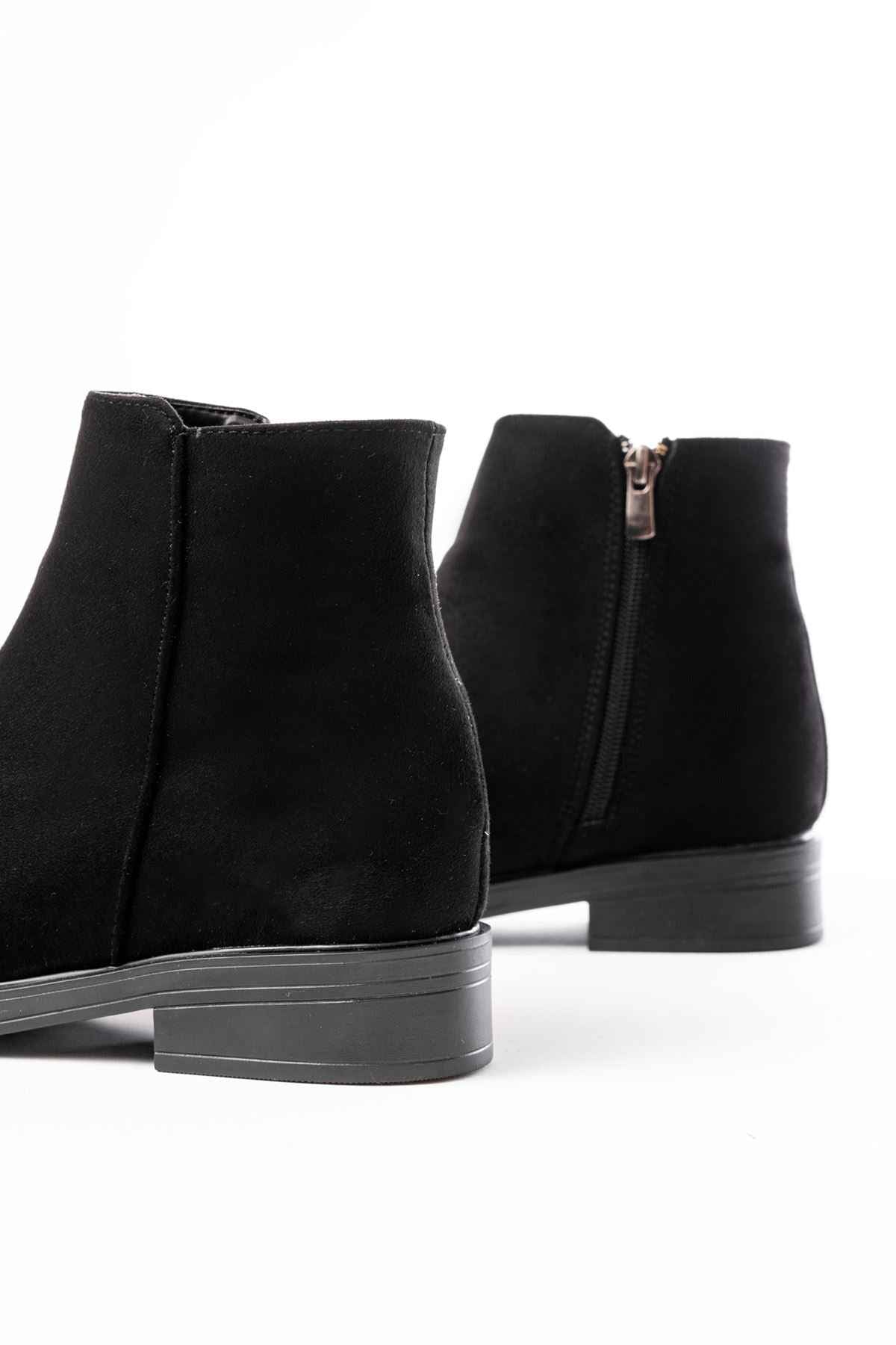 Ayakkabı Aşkı 165-204 Siyah Süet Fermuarlı Günlük Kadın Bot