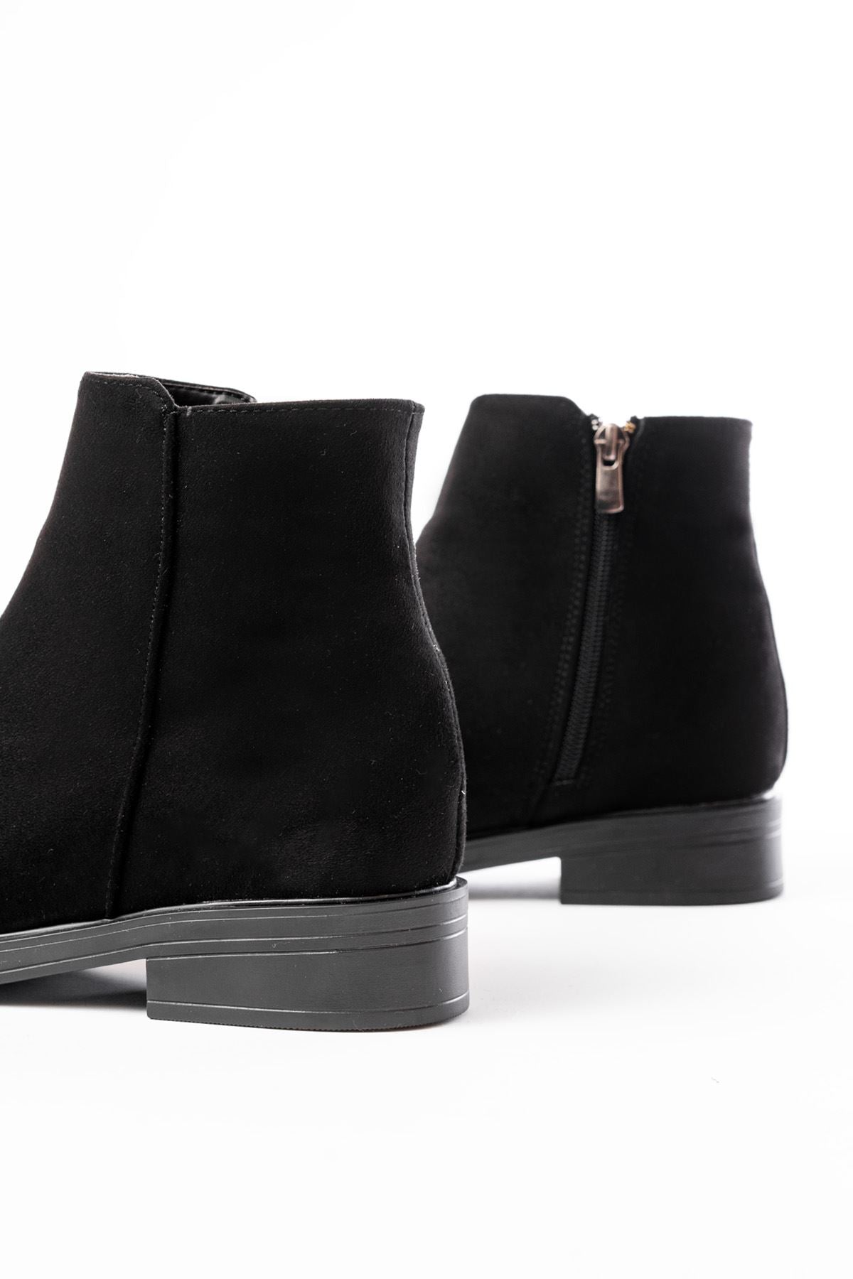 Ayakkabı Aşkı Siyah Süet Fermuarlı Günlük Kadın Bot