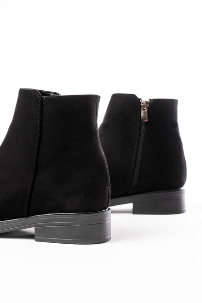 Ayakkabı Aşkı Siyah Süet Fermuarlı Günlük Kadın Bot