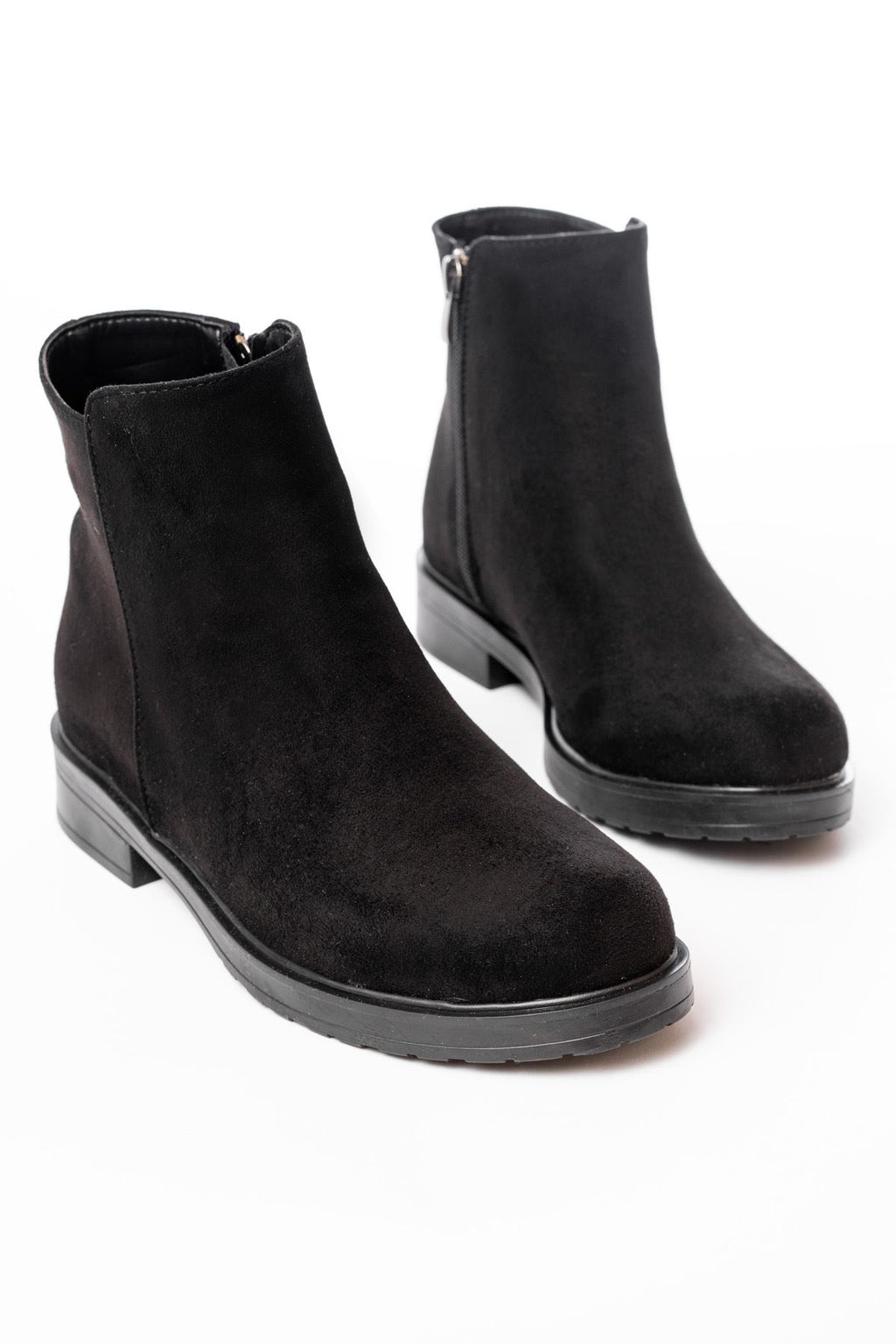 Ayakkabı Aşkı Siyah Süet Fermuarlı Günlük Kadın Bot