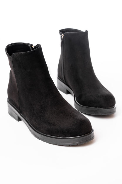 Ayakkabı Aşkı Siyah Süet Fermuarlı Günlük Kadın Bot