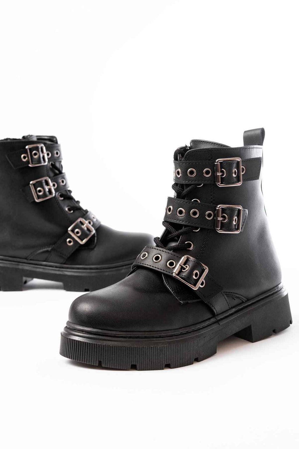 Ayakkabı Aşkı 508-3039 Siyah Toka Aksesuarlı Fermuarlı  Günlük Kadın Bot