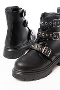 Ayakkabı Aşkı Siyah Toka Aksesuarlı Fermuarlı Günlük Kadın Bot - Ayakkabı Aşkı