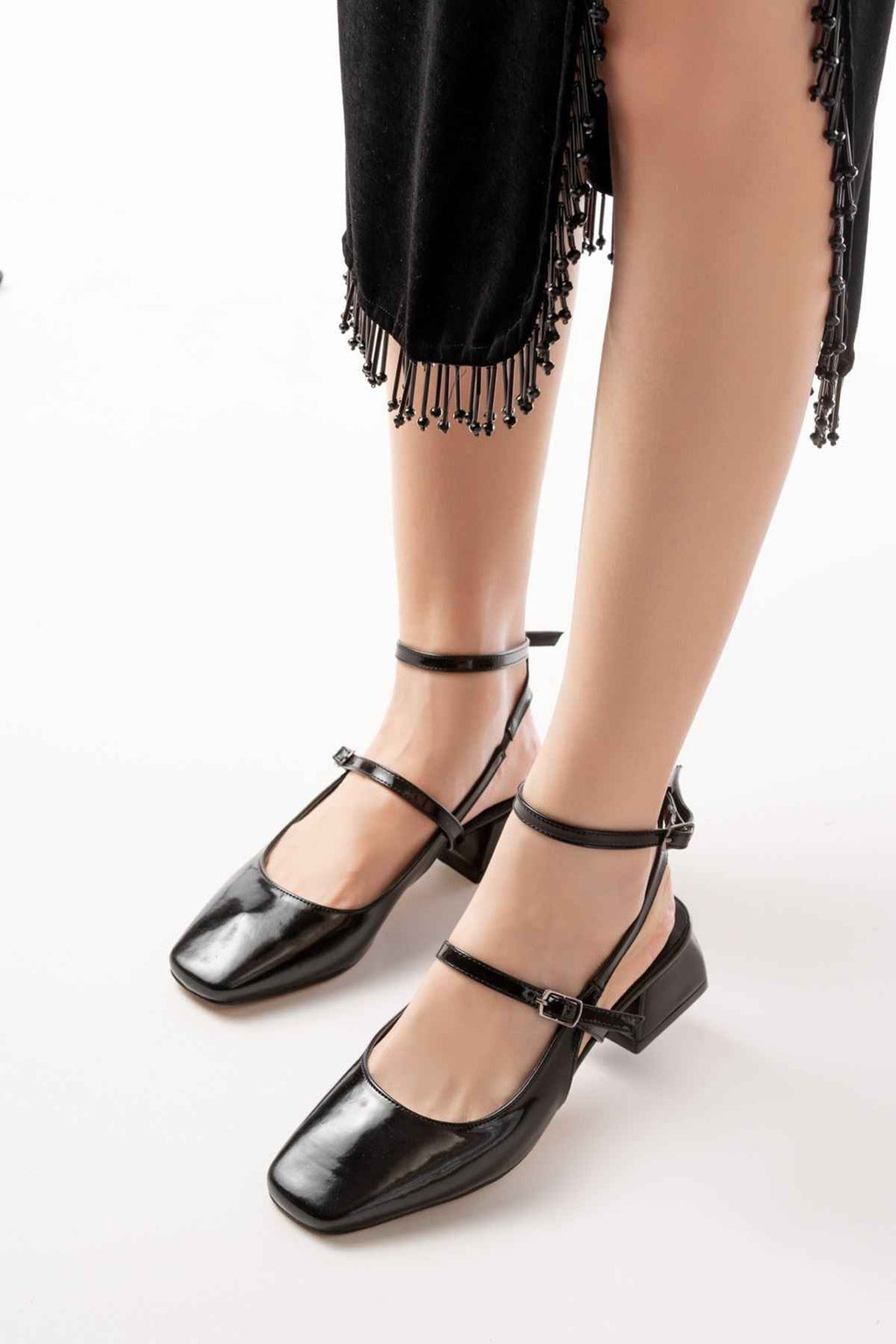 Ayakkabı Aşkı St-003 Siyah Rugan Günlük 4 Cm Topuklu Bayan Ayakkabı