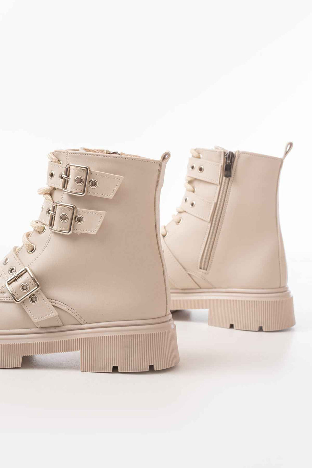 Ayakkabı Aşkı 508-3039 Bej Toka Aksesuarlı Fermuarlı  Günlük Kadın Bot