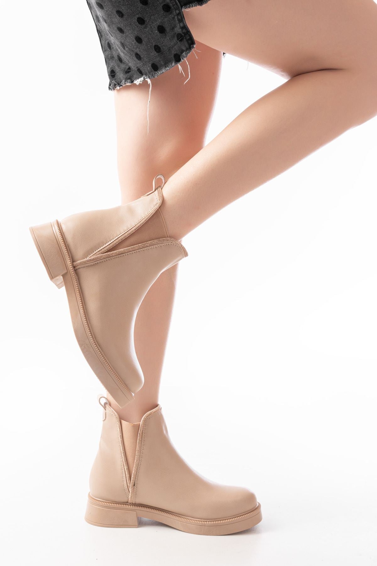 Ayakkabı Aşkı Nut Taş Aksesuarlı Lastikli Günlük Kadın Bot - Ayakkabı Aşkı