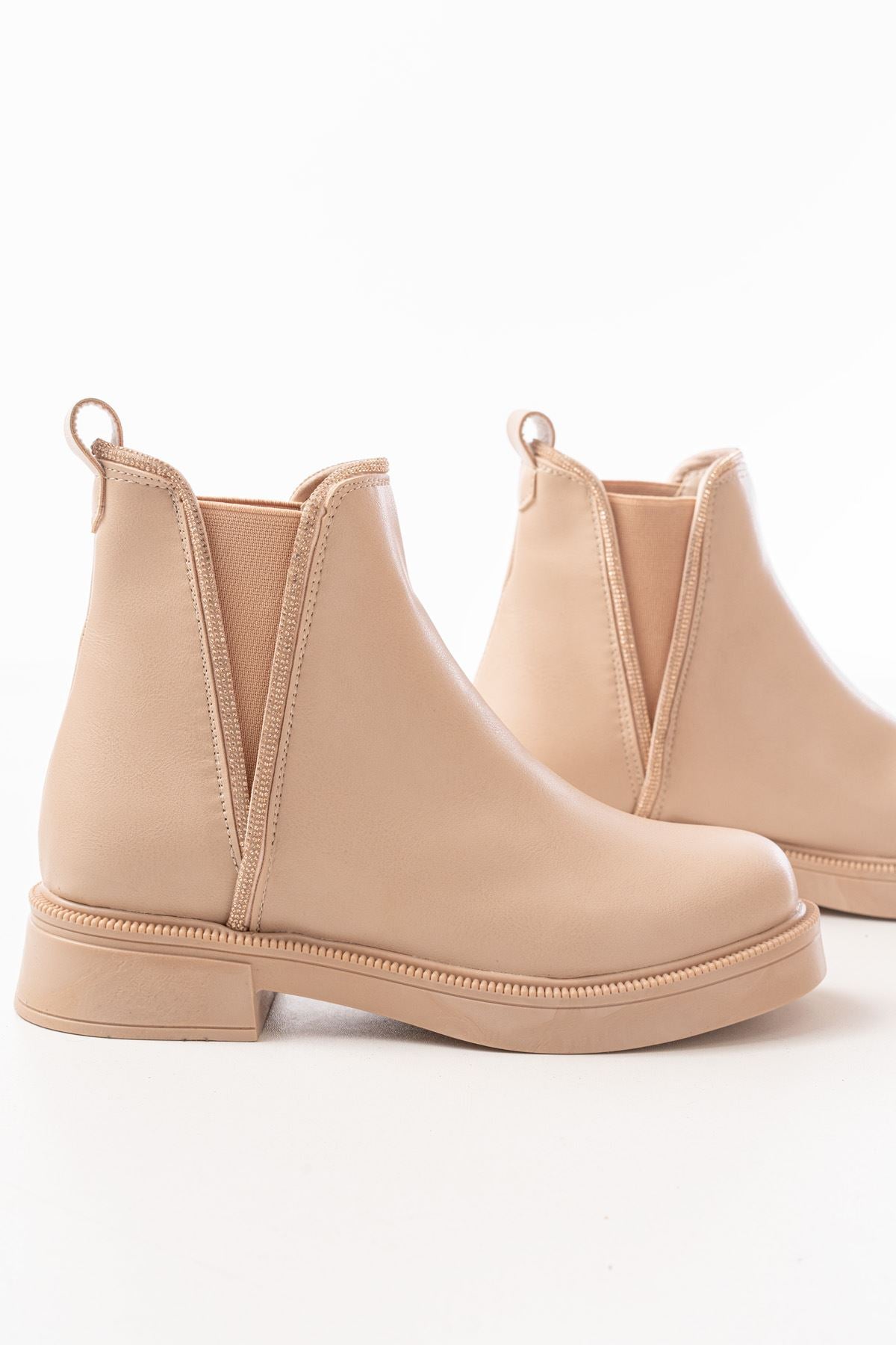 Ayakkabı Aşkı Nut Taş Aksesuarlı Lastikli Günlük Kadın Bot - Ayakkabı Aşkı