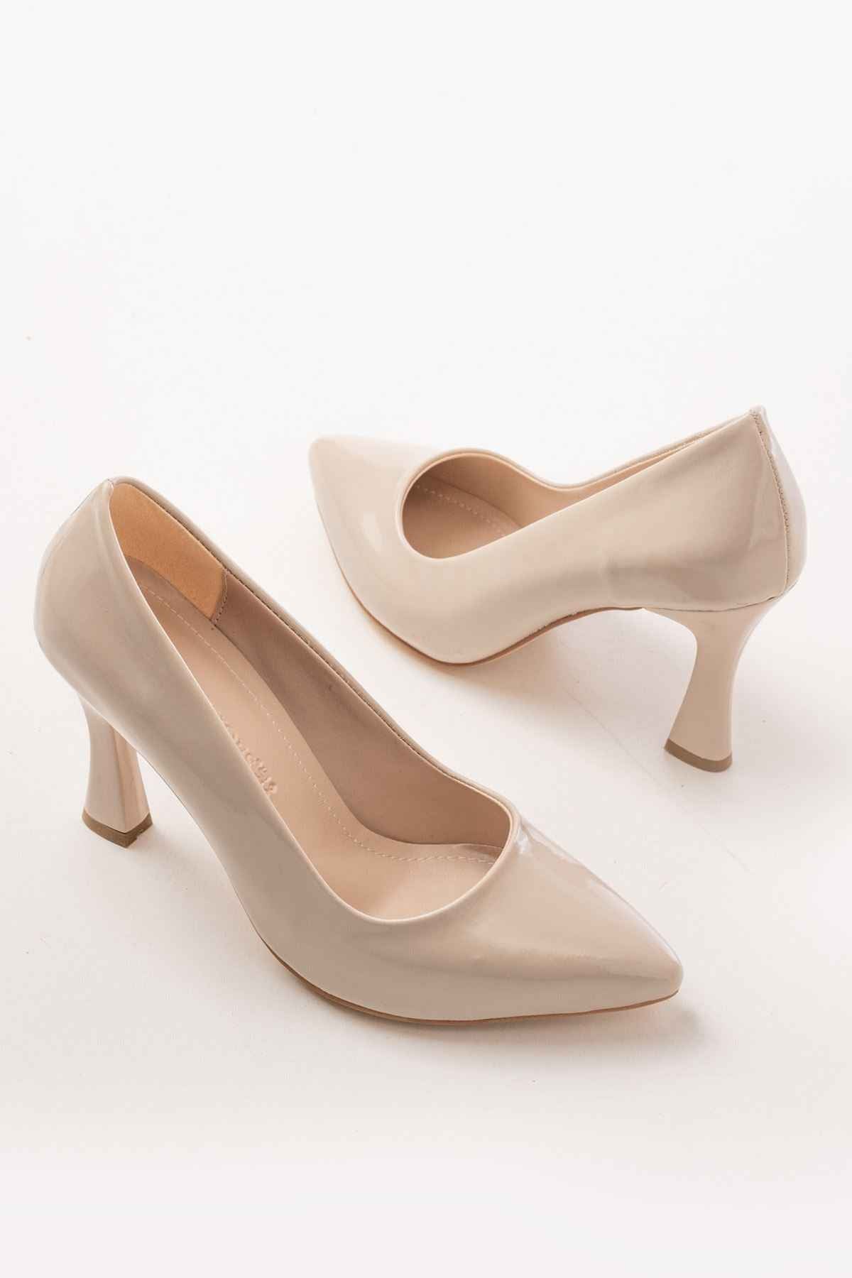 Ayakkabı Aşkı St-001 Bej Rugan Günlük 9 Cm Topuklu Bayan Stiletto Ayakkabı