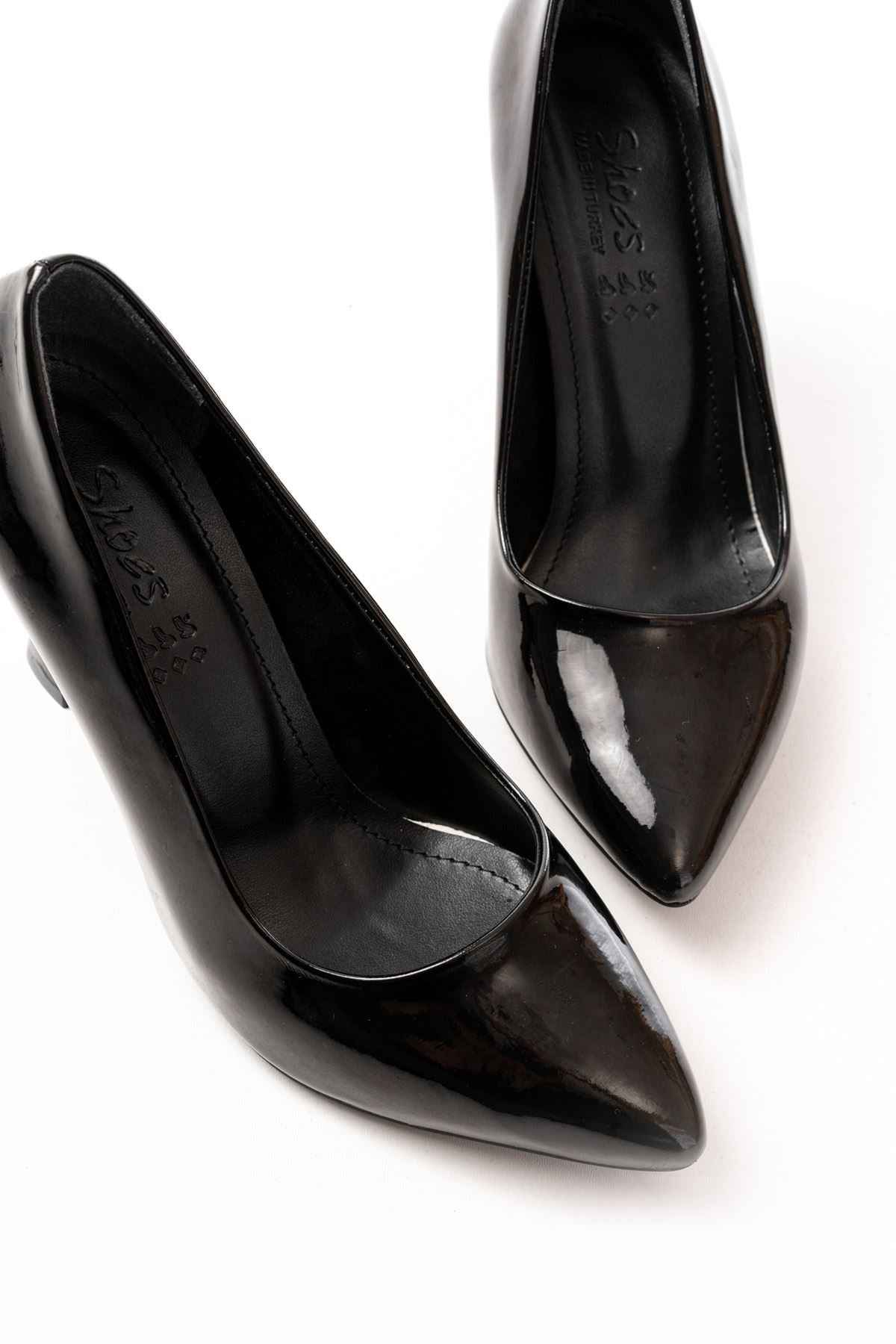 Ayakkabı Aşkı St-001 Siyah Rugan Günlük 9 Cm Topuklu Bayan Stiletto Ayakkabı