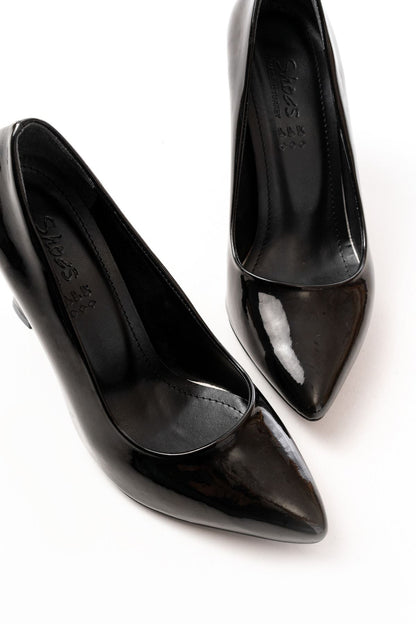 Ayakkabı Aşkı Siyah Rugan Günlük 9 cm Topuklu Bayan Stiletto Ayakkabı