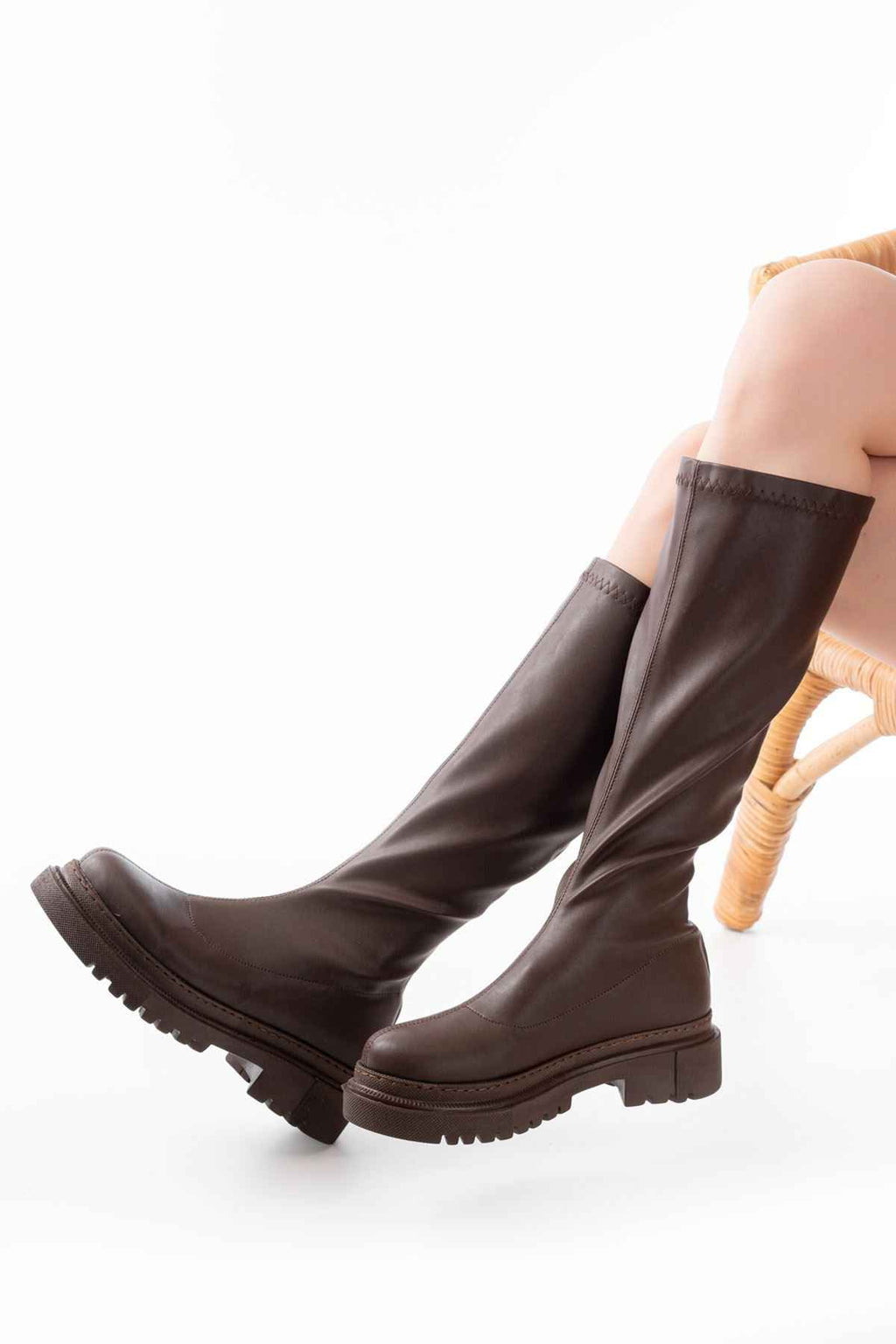 Ayakkabı Aşkı 812-301 Kahverengi Streç Arkadan Fermuarlı Günlük Kadın Çizme