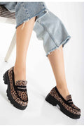 Ayakkabı Aşkı 746-759 Leopar Günlük Yüksek Tabanlı Loafer Ayakkabı