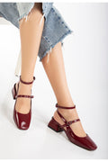 Ayakkabı Aşkı Bordo Rugan Günlük 4 cm Topuklu Bayan Ayakkabı - Ayakkabı Aşkı