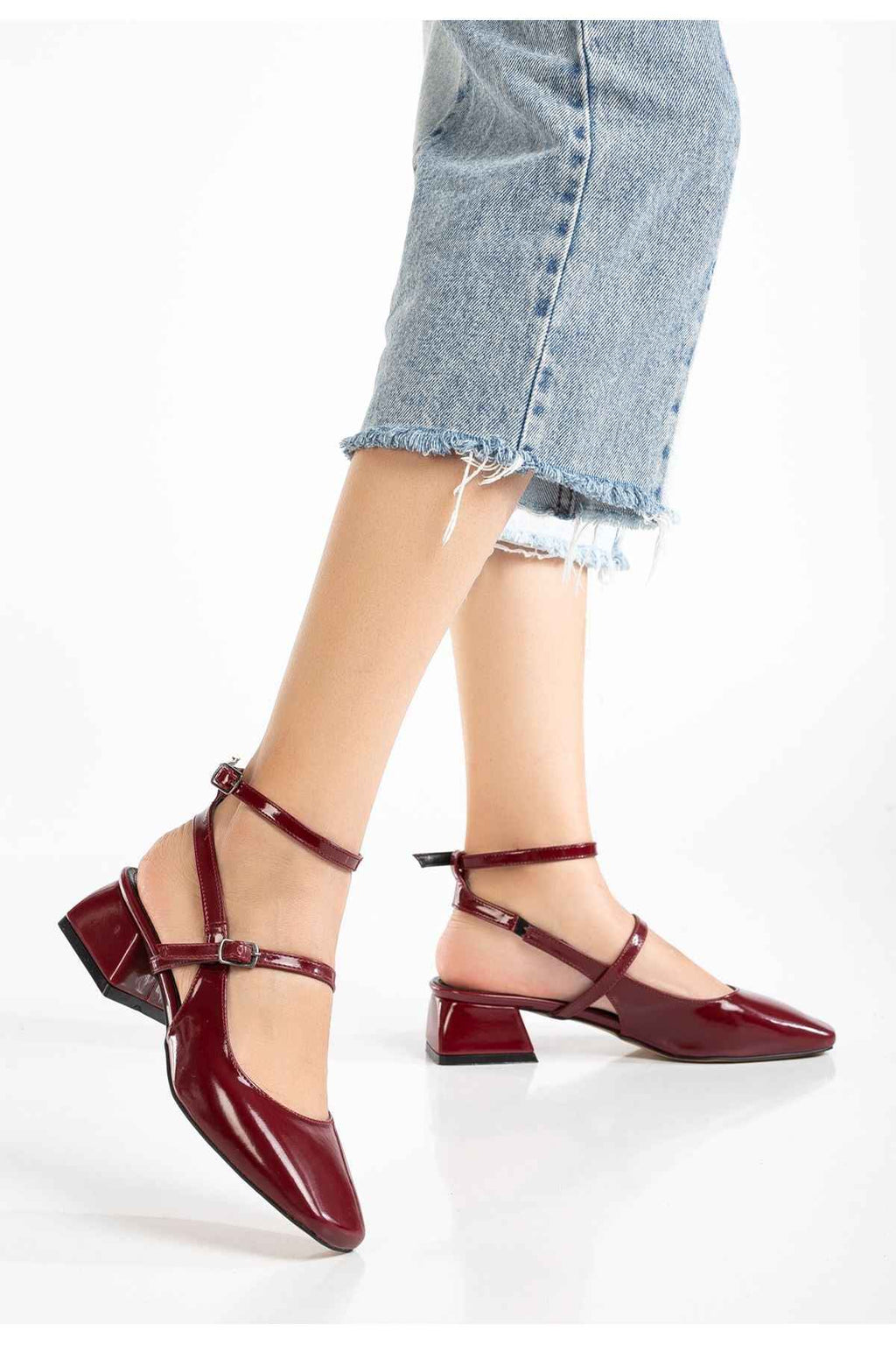Ayakkabı Aşkı St-003 Bordo Rugan Günlük 4 Cm Topuklu Bayan Ayakkabı