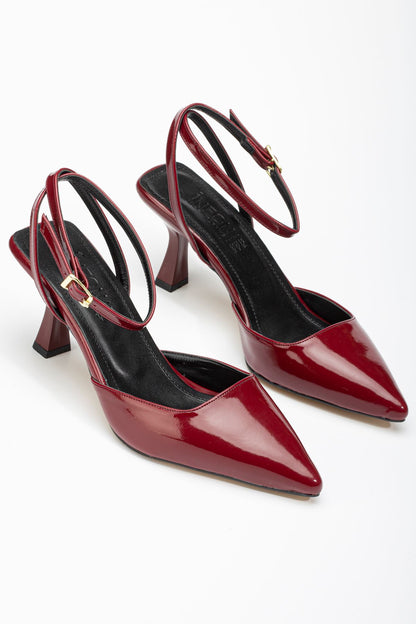 Ayakkabı Aşkı Bordo Rugan Günlük 7 cm Topuklu Bayan Ayakkabı