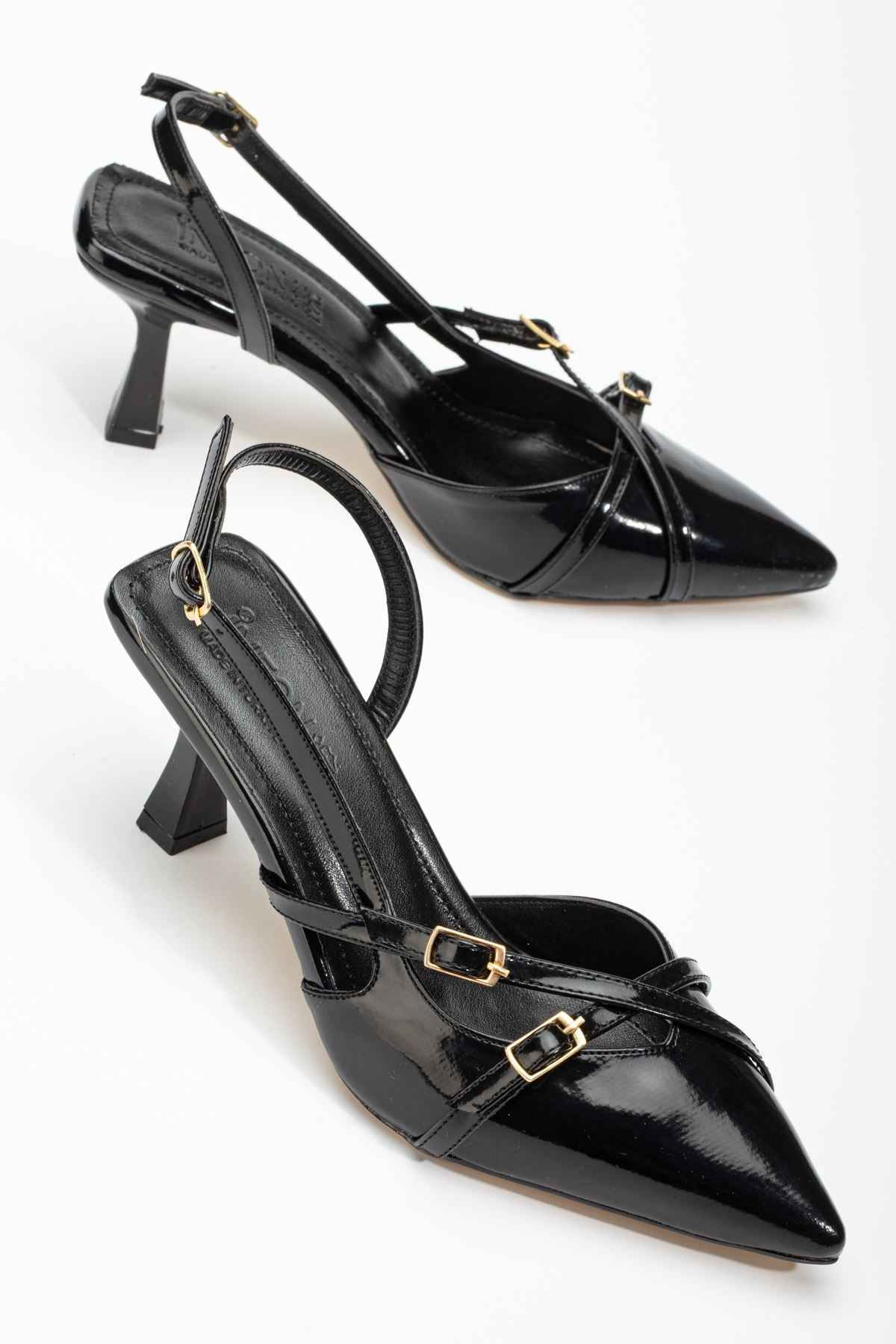 Ayakkabı Aşkı St-005 Siyah Rugan Günlük 7 Cm Topuklu Bayan Ayakkabı