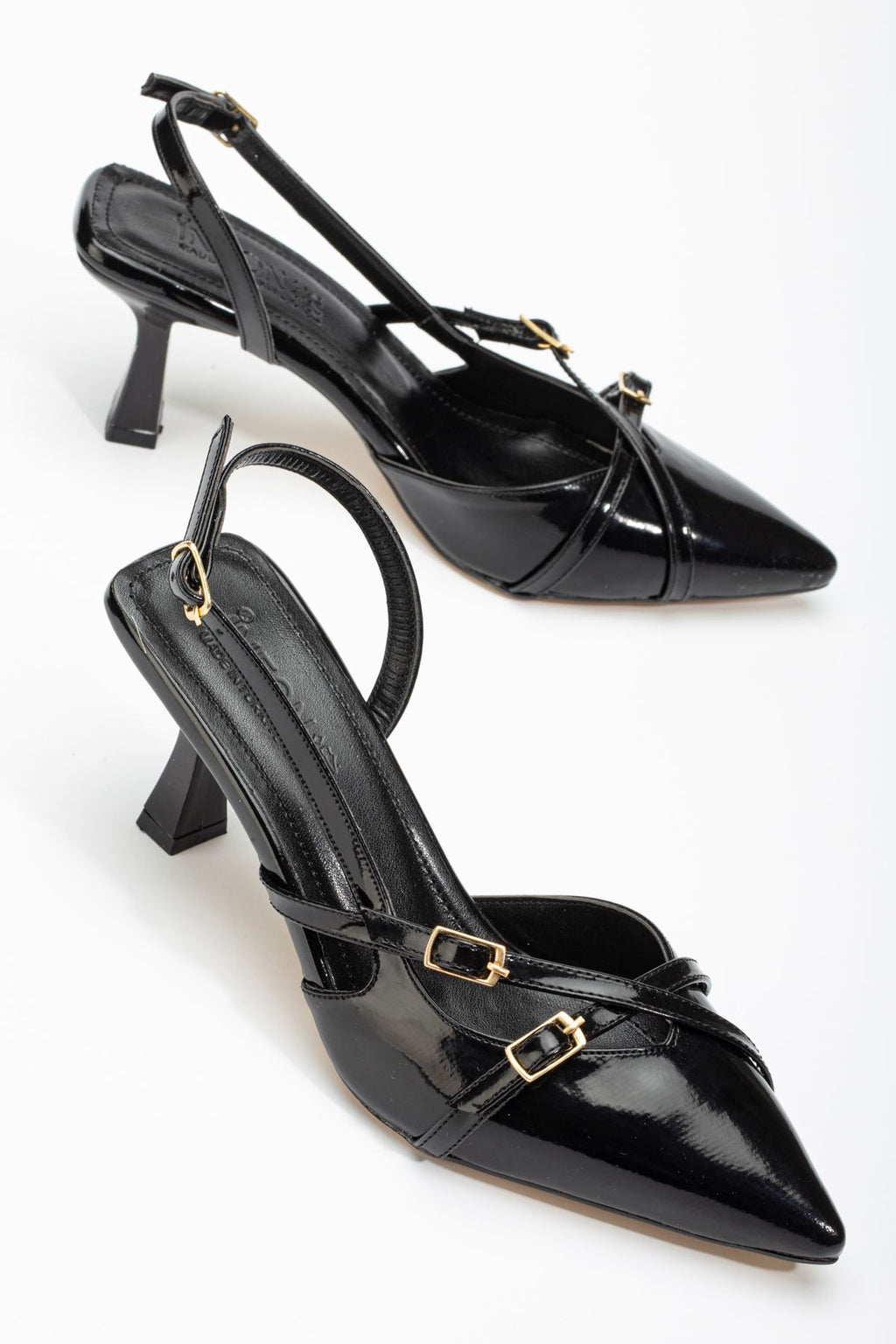 ST-005 Siyah Rugan Günlük 7 cm Topuklu Bayan Ayakkabı - Siyah