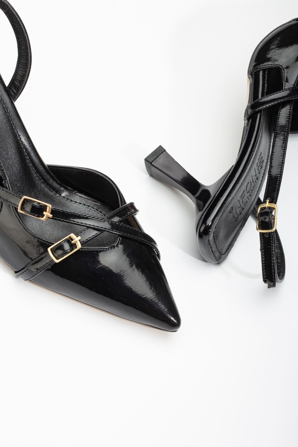 Ayakkabı Aşkı Siyah Rugan Günlük 7 cm Topuklu Bayan Ayakkabı