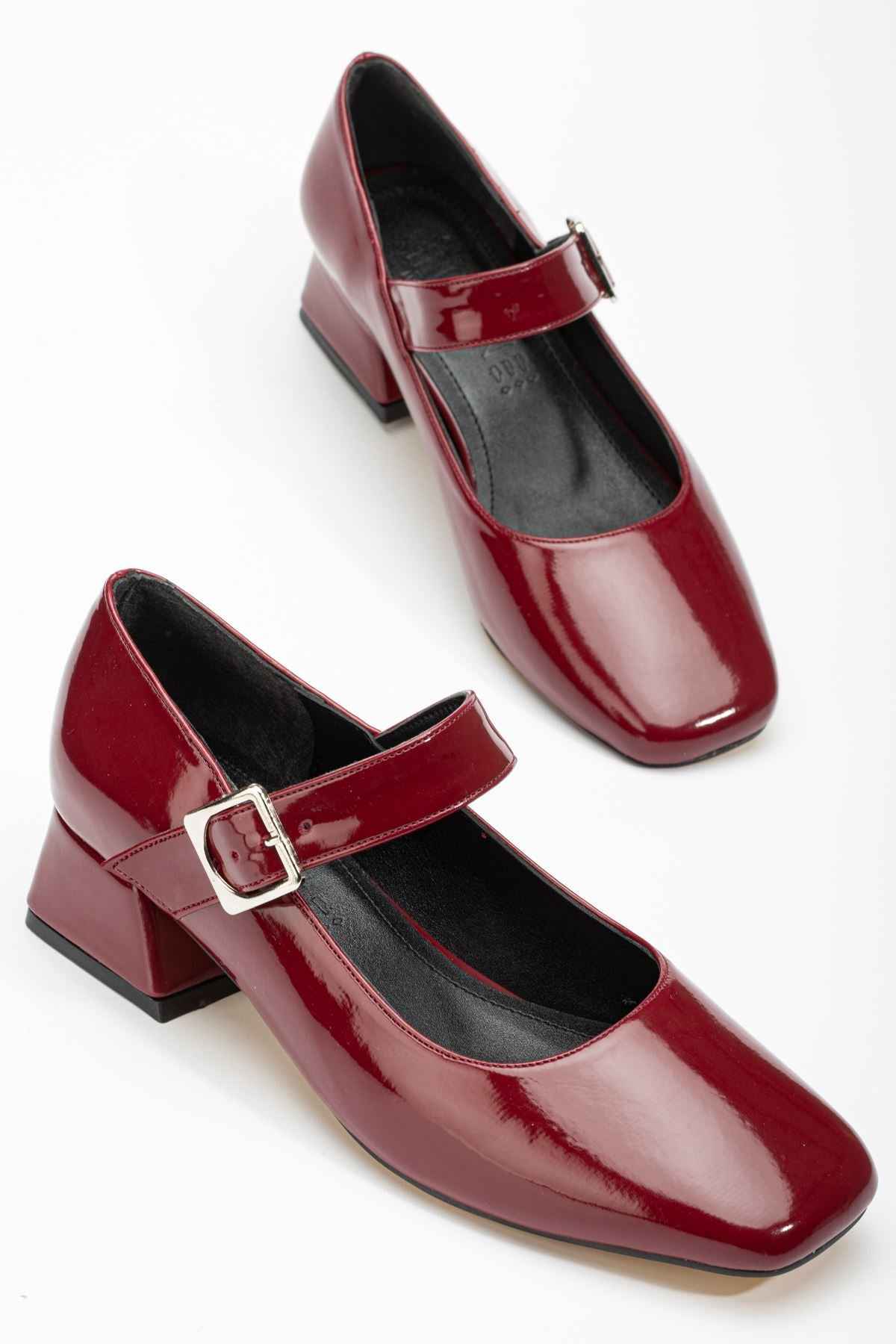 Ayakkabı Aşkı St-006 Bordo Rugan Günlük 4 Cm Topuklu Bayan Ayakkabı