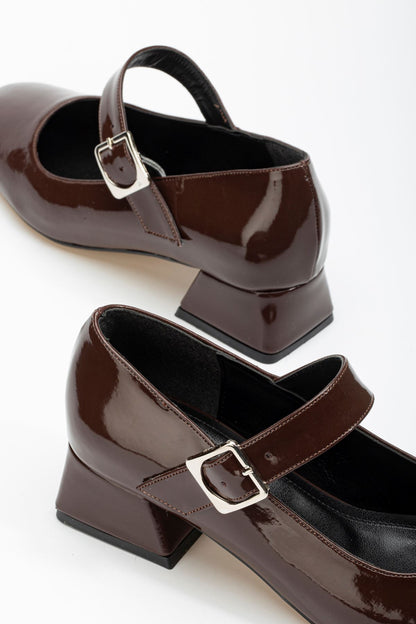 Ayakkabı Aşkı Kahverengi Rugan Günlük 4 cm Topuklu Bayan Ayakkabı