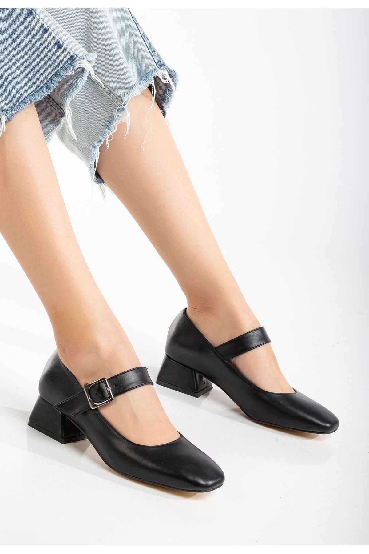 Ayakkabı Aşkı St-006 Siyah Günlük 4 Cm Topuklu Bayan Ayakkabı