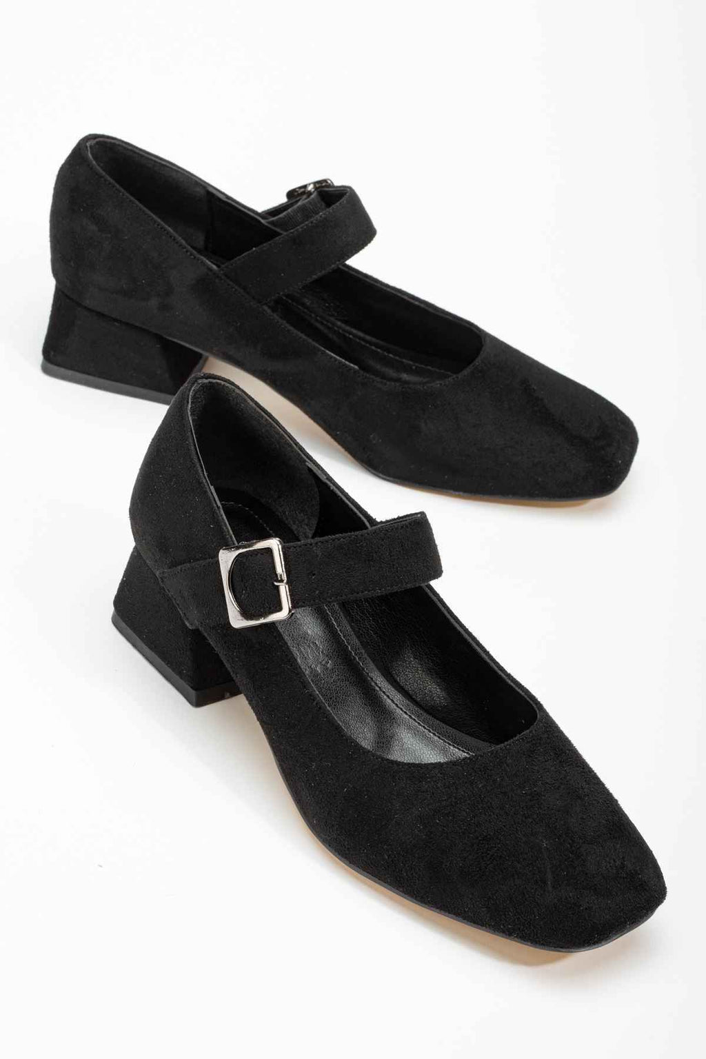 Ayakkabı Aşkı St-006 Siyah Süet Günlük 4 Cm Topuklu Bayan Ayakkabı