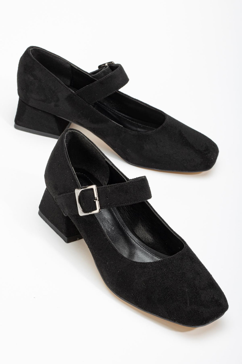 Ayakkabı Aşkı Siyah Süet Günlük 4 cm Topuklu Bayan Ayakkabı