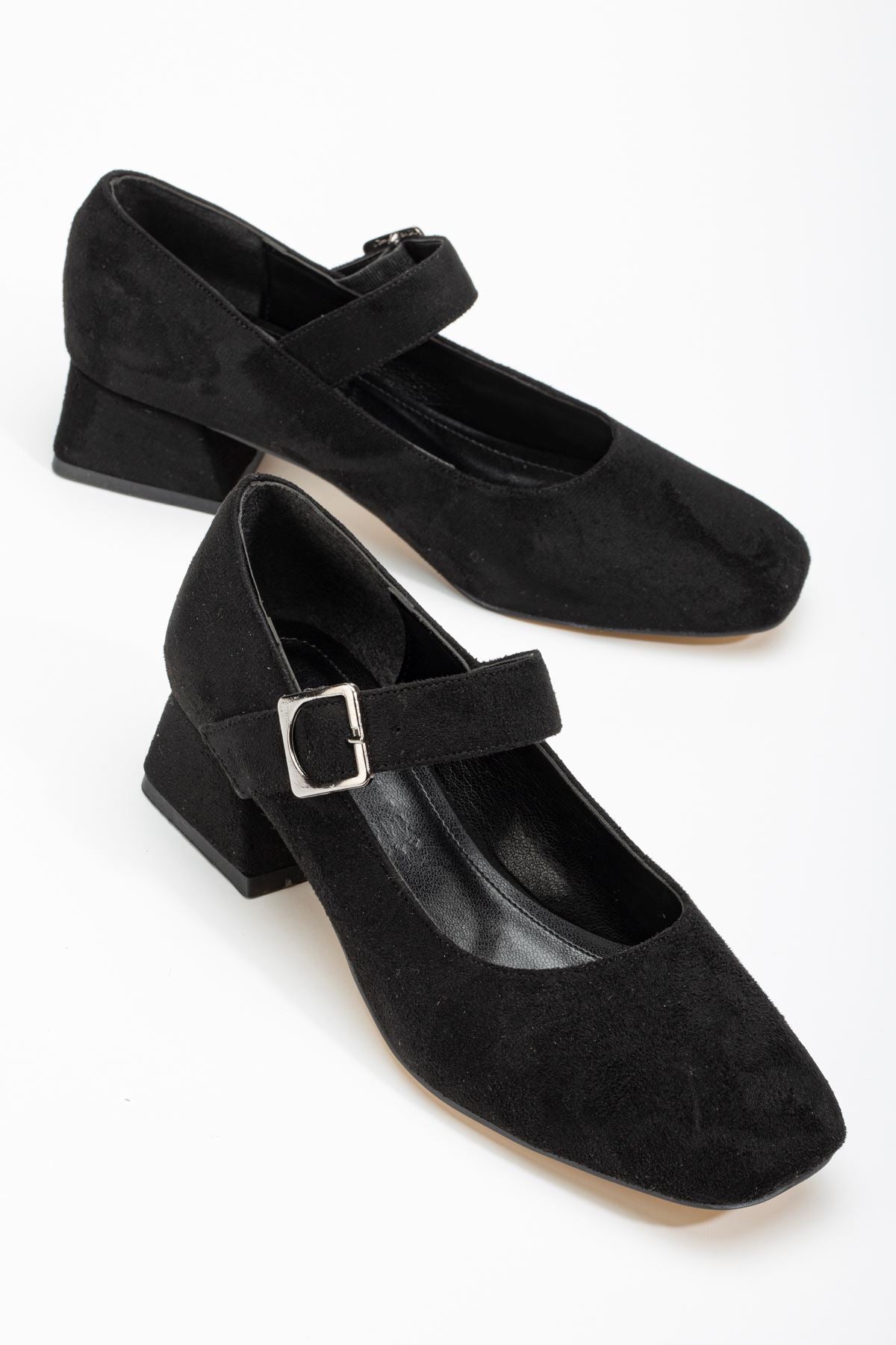 Ayakkabı Aşkı Siyah Süet Günlük 4 cm Topuklu Bayan Ayakkabı