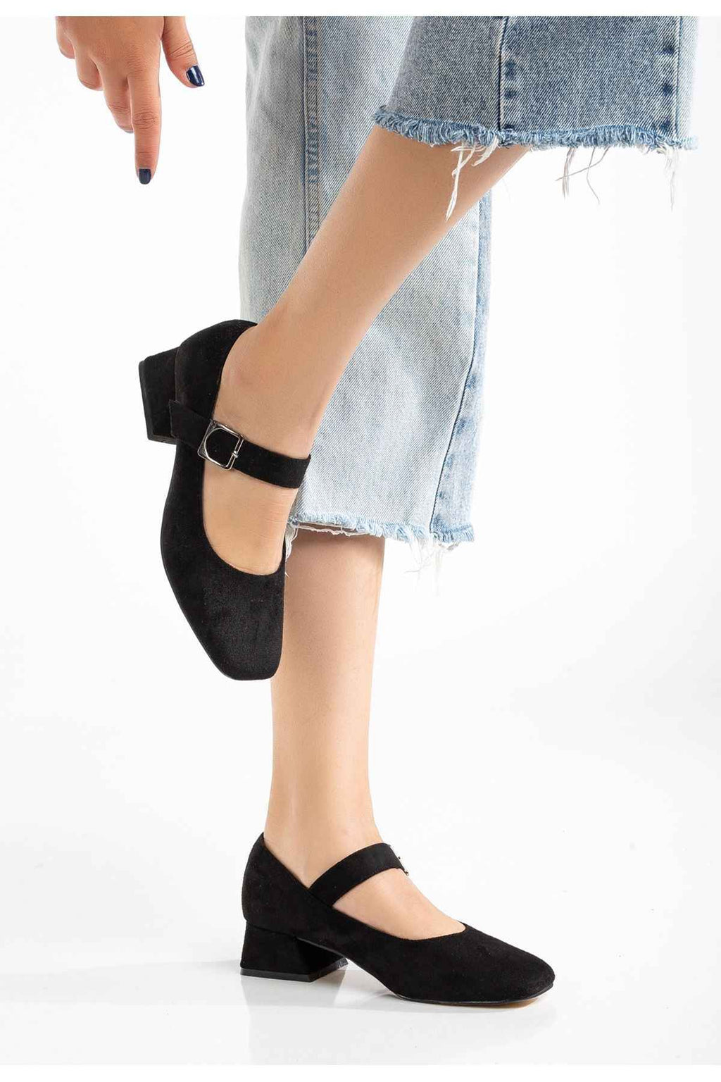 Ayakkabı Aşkı St-006 Siyah Süet Günlük 4 Cm Topuklu Bayan Ayakkabı