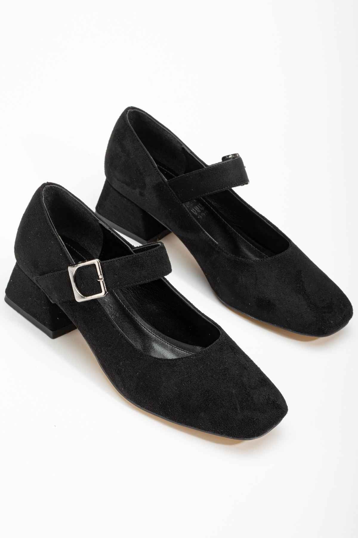Ayakkabı Aşkı St-006 Siyah Süet Günlük 4 Cm Topuklu Bayan Ayakkabı