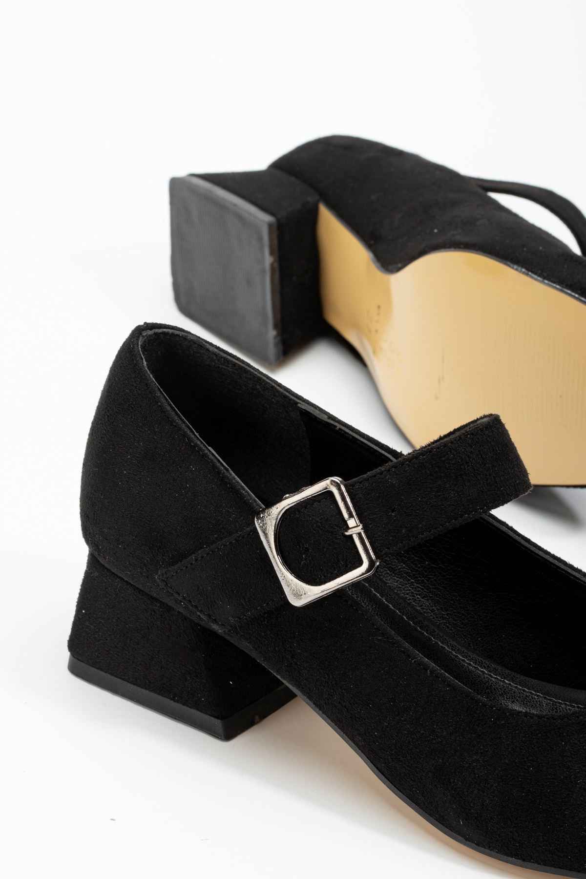 Ayakkabı Aşkı St-006 Siyah Süet Günlük 4 Cm Topuklu Bayan Ayakkabı