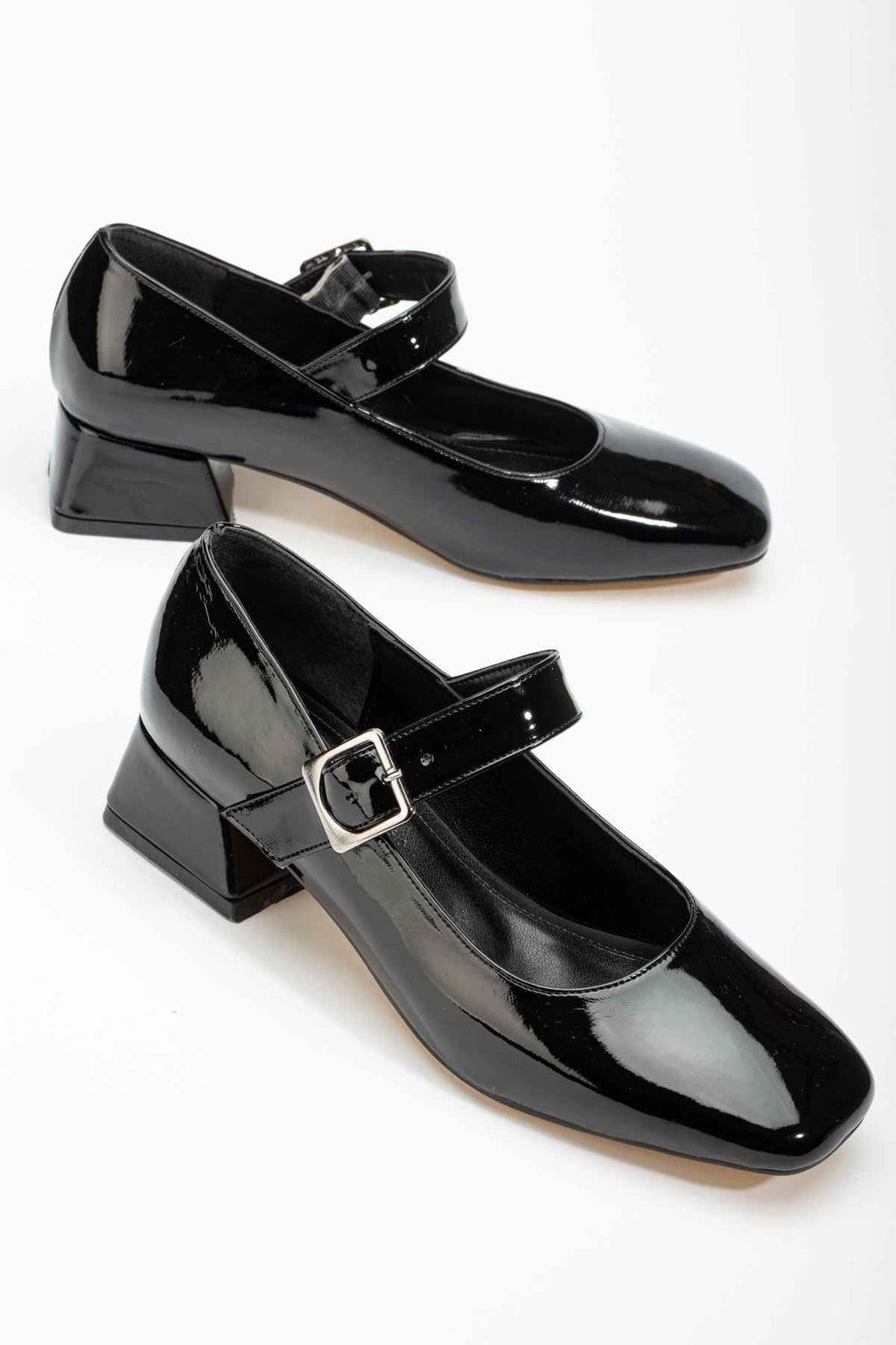 Ayakkabı Aşkı St-006 Siyah Rugan Günlük 4 Cm Topuklu Bayan Ayakkabı