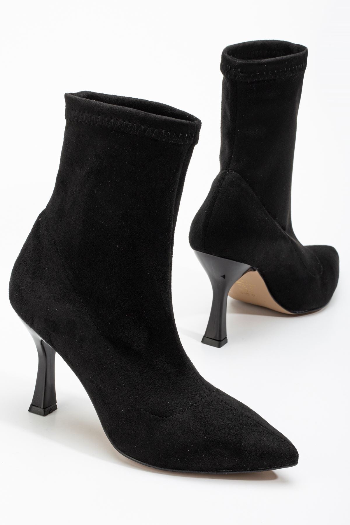Ayakkabı Aşkı Siyah Süet Yüksek İnce Topuklu Streç Kadın Bot