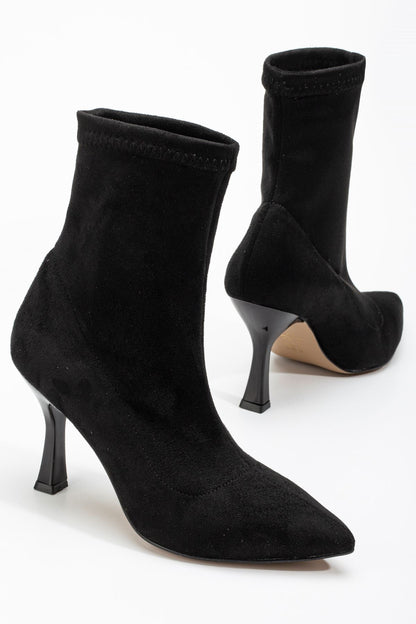 Ayakkabı Aşkı Siyah Süet Yüksek İnce Topuklu Streç Kadın Bot