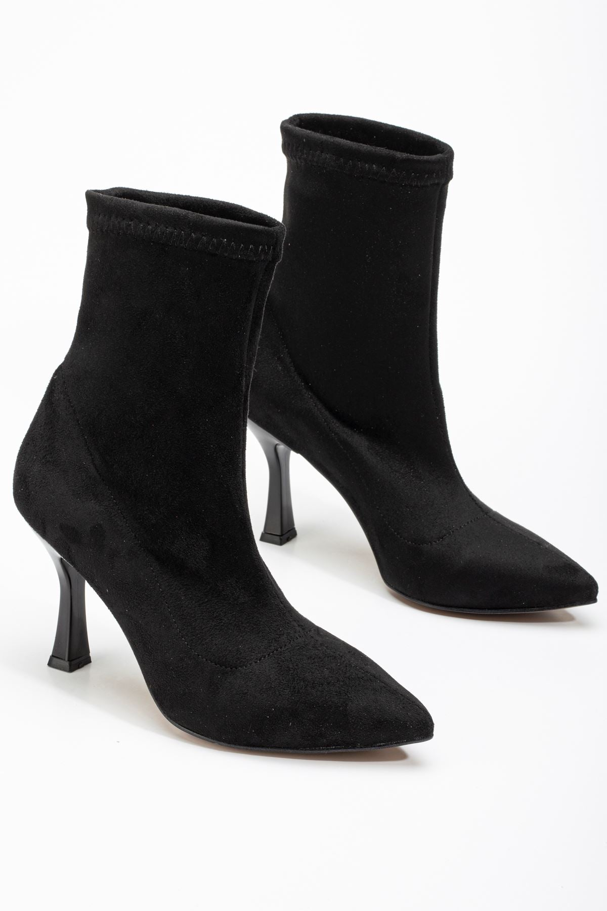 Ayakkabı Aşkı Siyah Süet Yüksek İnce Topuklu Streç Kadın Bot