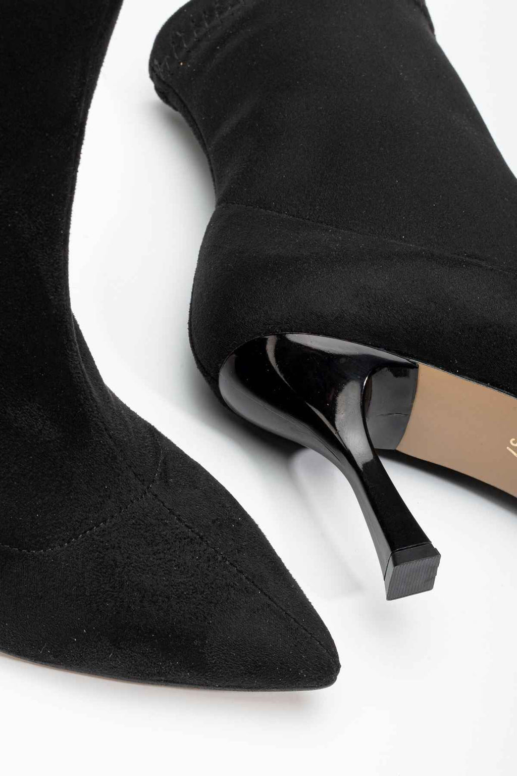 Ayakkabı Aşkı Vrt-023 Siyah Süet Yüksek Ince Topuklu Streç Kadın Bot