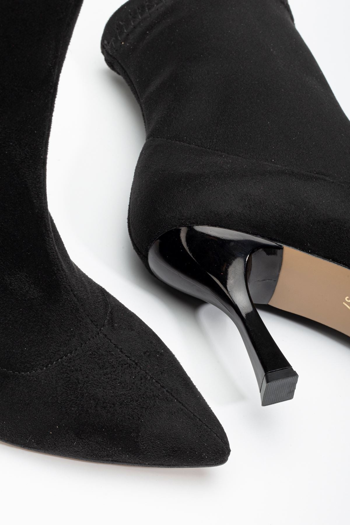 Ayakkabı Aşkı Siyah Süet Yüksek İnce Topuklu Streç Kadın Bot