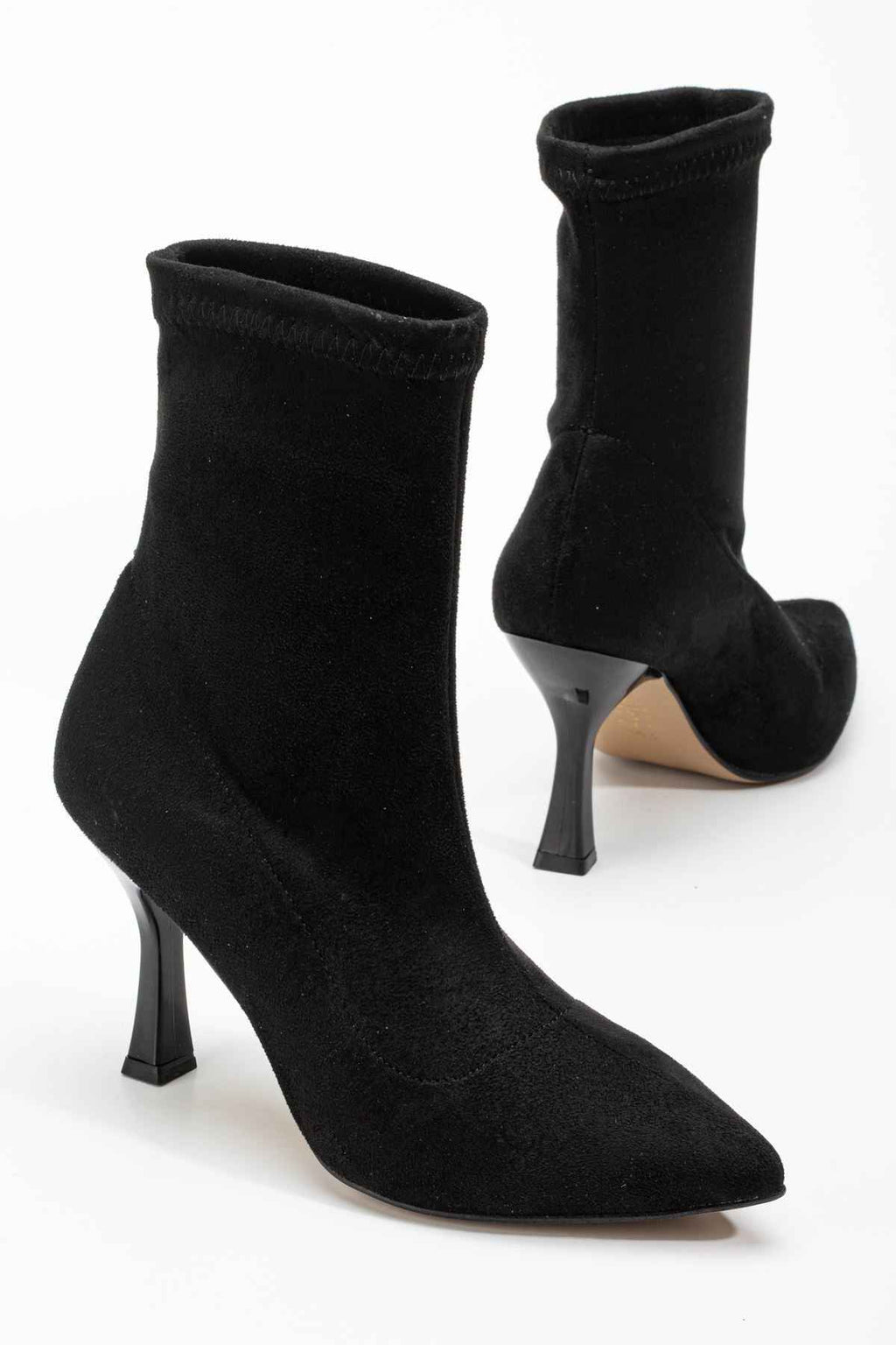 Ayakkabı Aşkı Vrt-023 Siyah Süet Yüksek Ince Topuklu Streç Kadın Bot