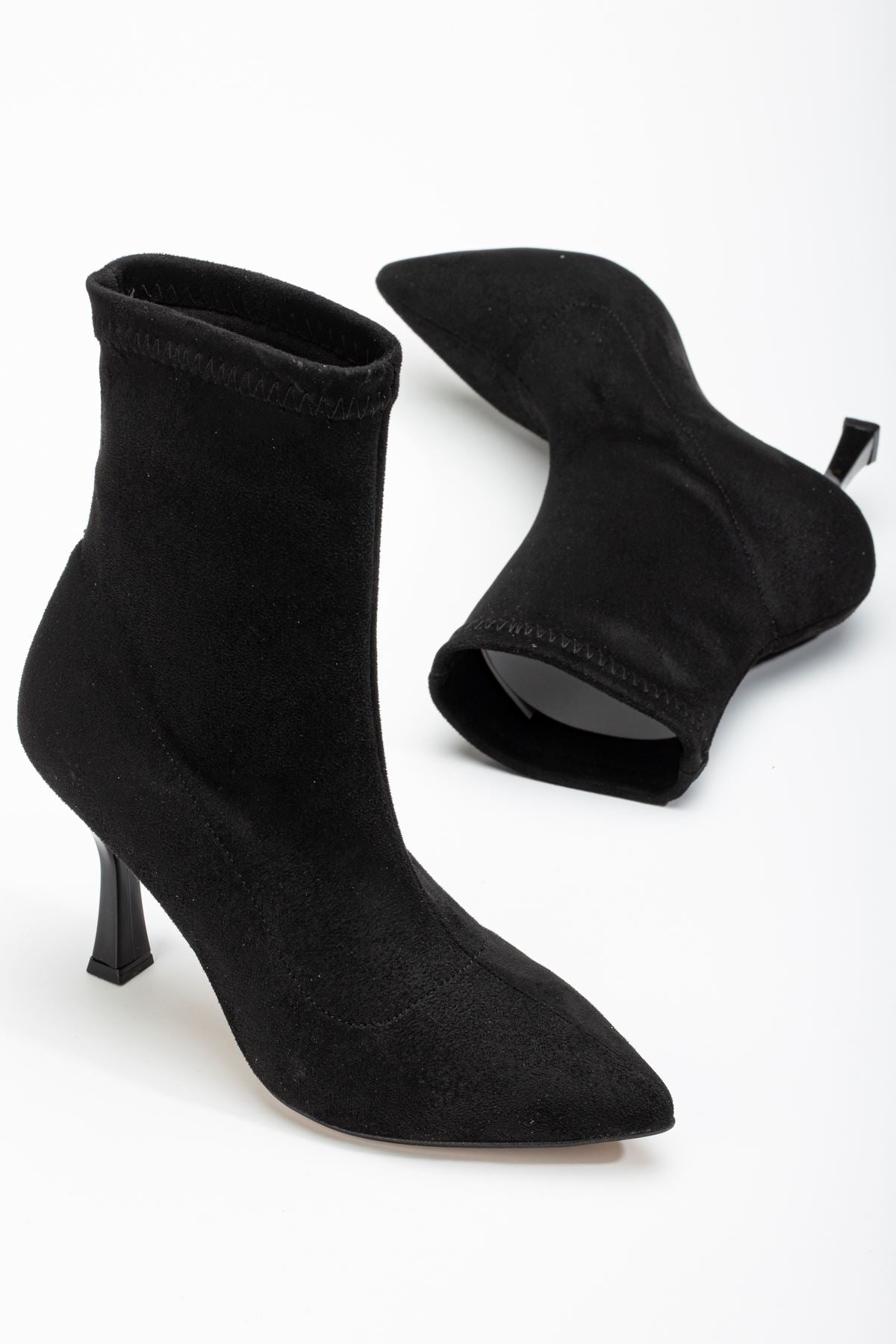 Ayakkabı Aşkı Siyah Süet Yüksek İnce Topuklu Streç Kadın Bot