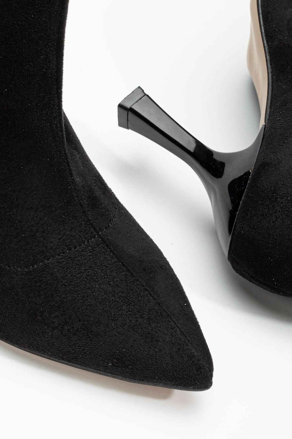 Ayakkabı Aşkı Vrt-023 Siyah Süet Yüksek Ince Topuklu Streç Kadın Bot