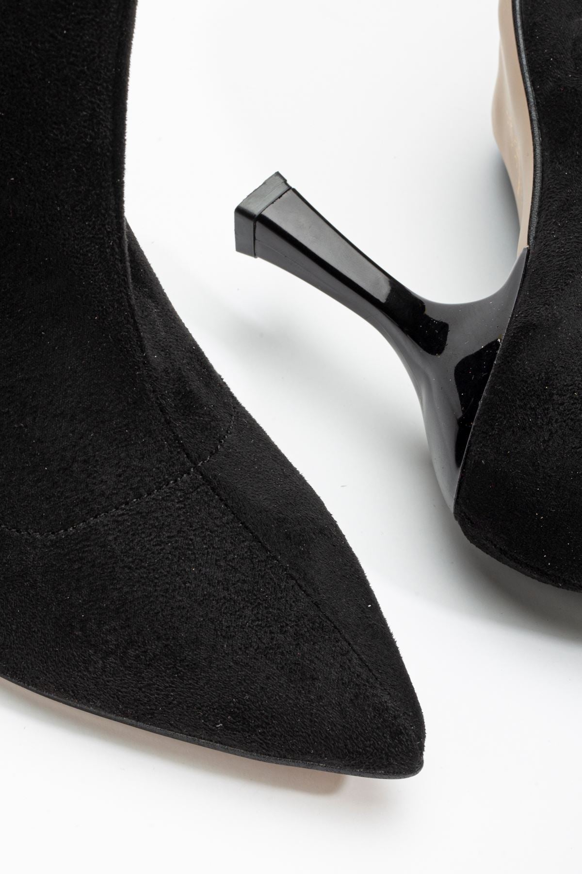 Ayakkabı Aşkı Siyah Süet Yüksek İnce Topuklu Streç Kadın Bot