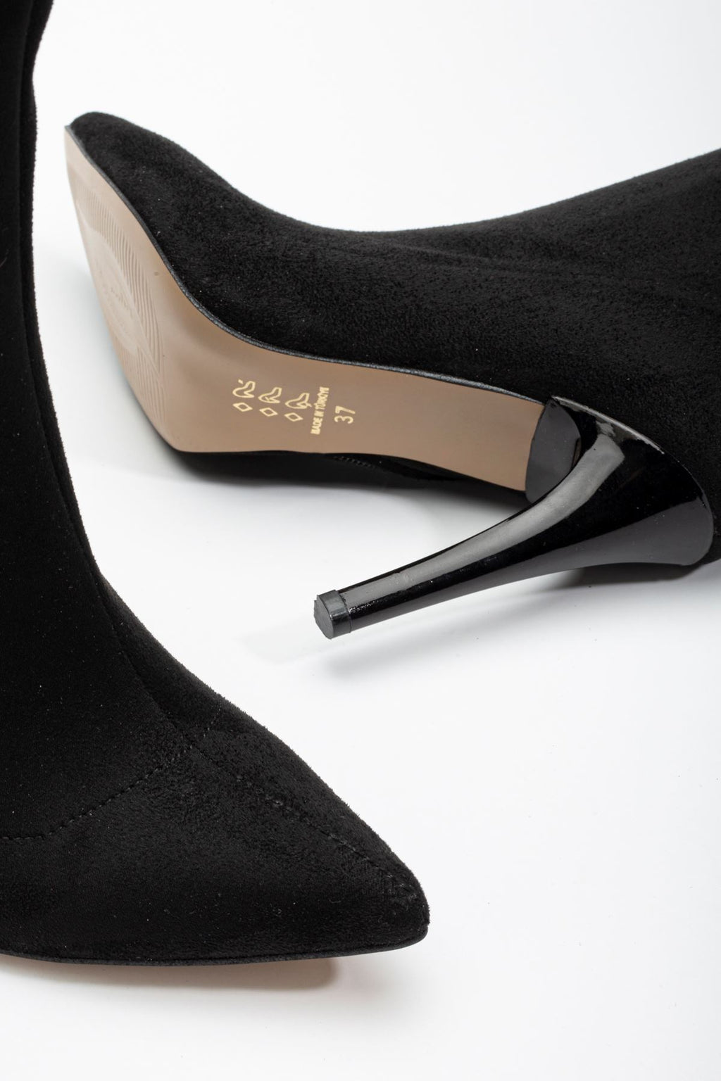 Ayakkabı Aşkı Siyah Süet Yüksek İnce Topuklu Fermuarlı Kadın Bot