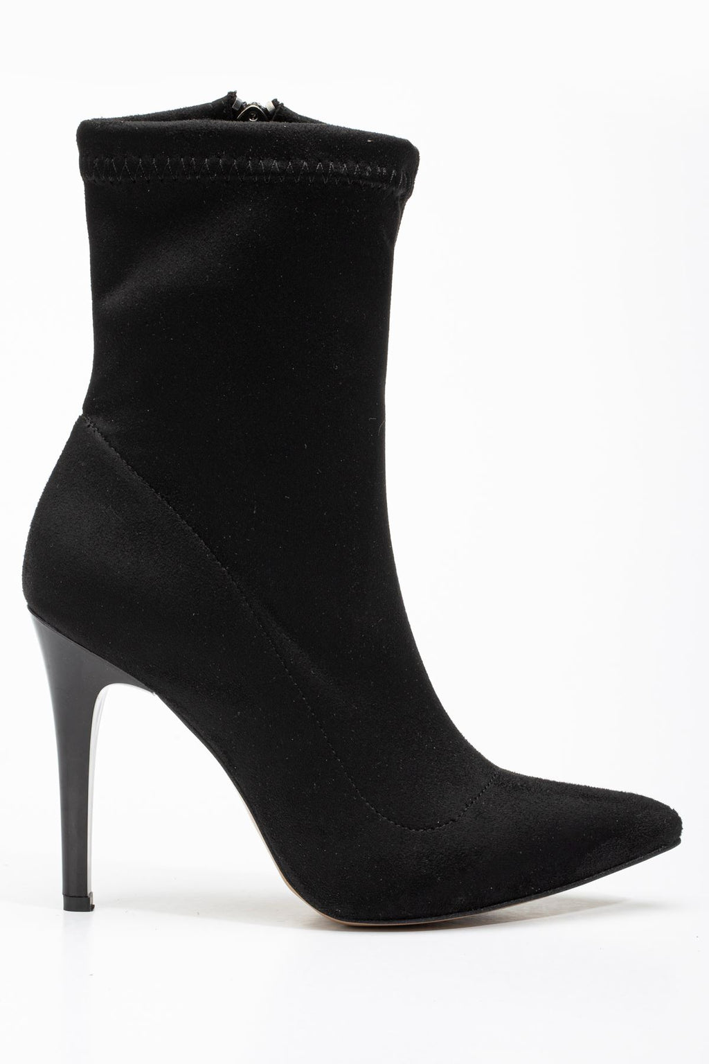 Ayakkabı Aşkı Siyah Süet Yüksek İnce Topuklu Fermuarlı Kadın Bot